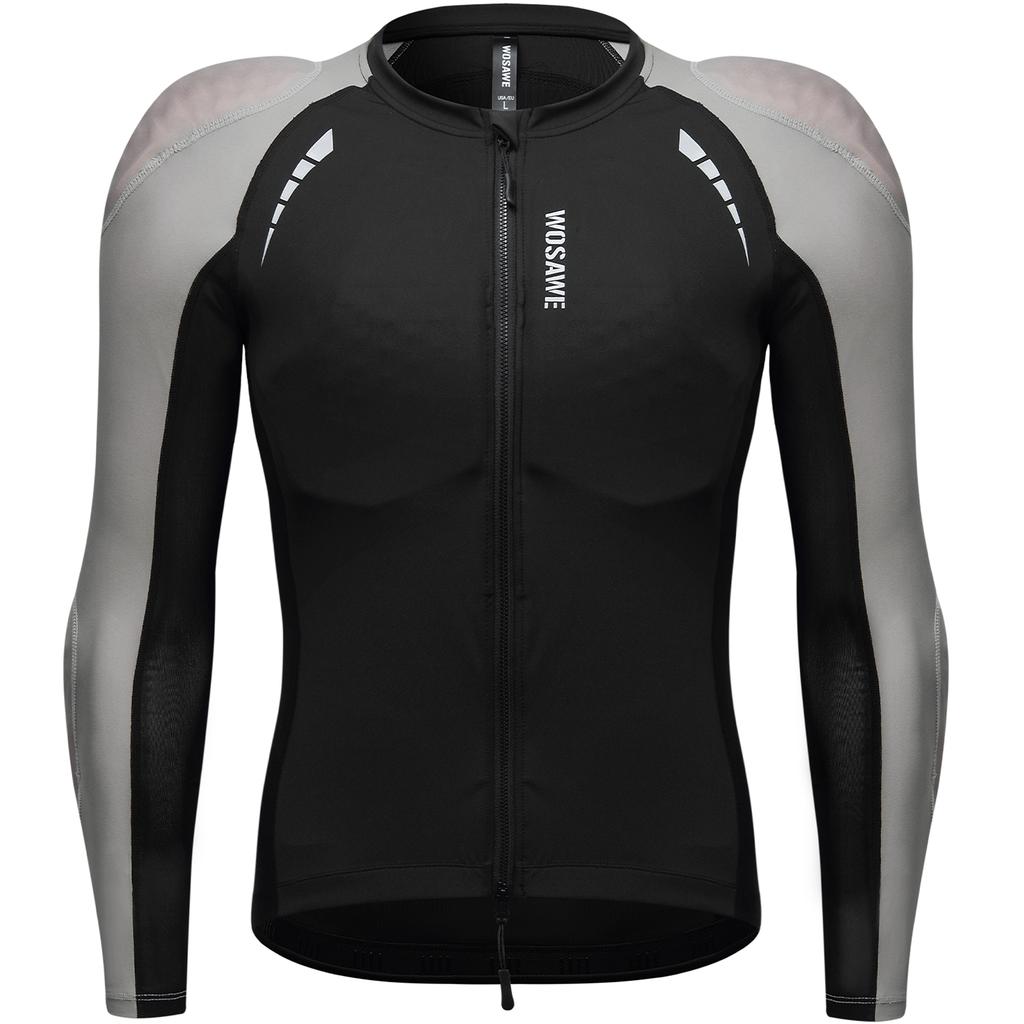 Wosawe Męska obcisła, rozciągliwa, przyjazna dla skóry, zatwierdzona przez CE, wyjmowana, miękka ochraniacz, odblaskowa, miękka koszulka z ochraniaczem na motocykl, kurtka