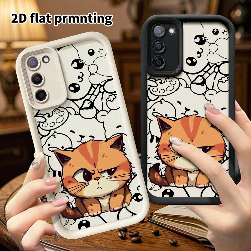 Phone Case: 2D flat, suitable for Samsung Galaxy A34 A35 M05 M06 S20 S22 S21 FE Plus 5G protective case, orange-spotted kitten, perfect holiday gift f