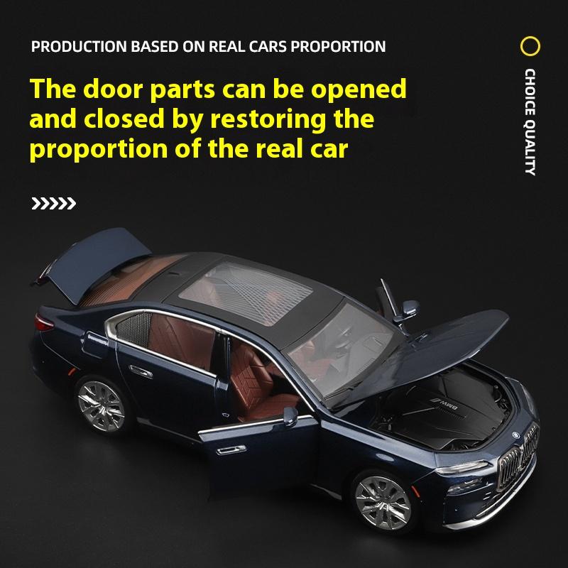 1/24 Scale BMW THE I7 G70 M70L Pure Electric New Energy Limousine Alloy Metal Diecast Car Model Sound & Light Ornaments Gift Child