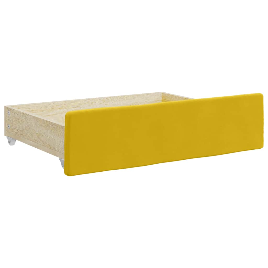 Extendable Daybed with Drawers Yellow 100x200 Cm Velvet