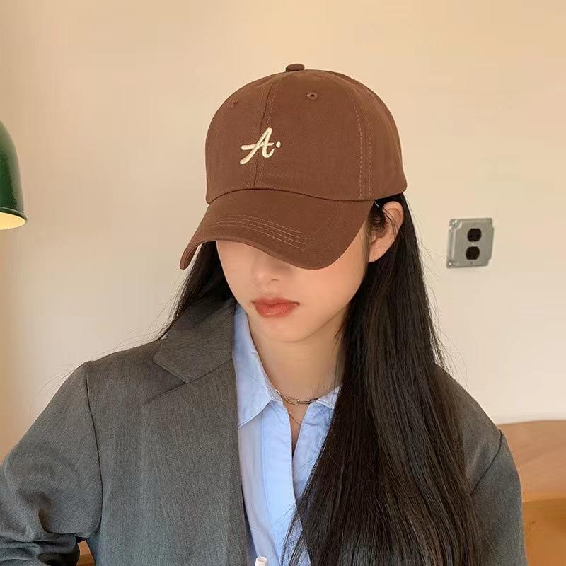 Solid Color Fashion Baseball Cap Women Men Letter  Embroidery Curved Sun Visor Casual Summer Unisex Adjustable Peaked Hat
