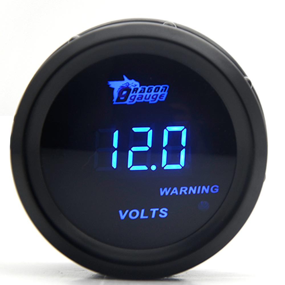 52MM Car Modification Gauge: Digital Display with Blue Light for Turbo, Water Temp, Oil Temp, Oil Pressure, Voltage (12V)
