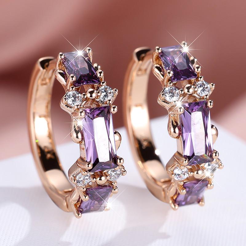 

1 пара золотистого цвета, прямоугольные серьги, белые, черные, синие, зеленые, фиолетовые, с камнями, штабелируемые серьги-капли, висячие серьги-крючки, свадебные украшения, подарки фиолетовый