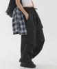 PIANER Nylon One-Pleat Cargo Parachute Pants (Black)
