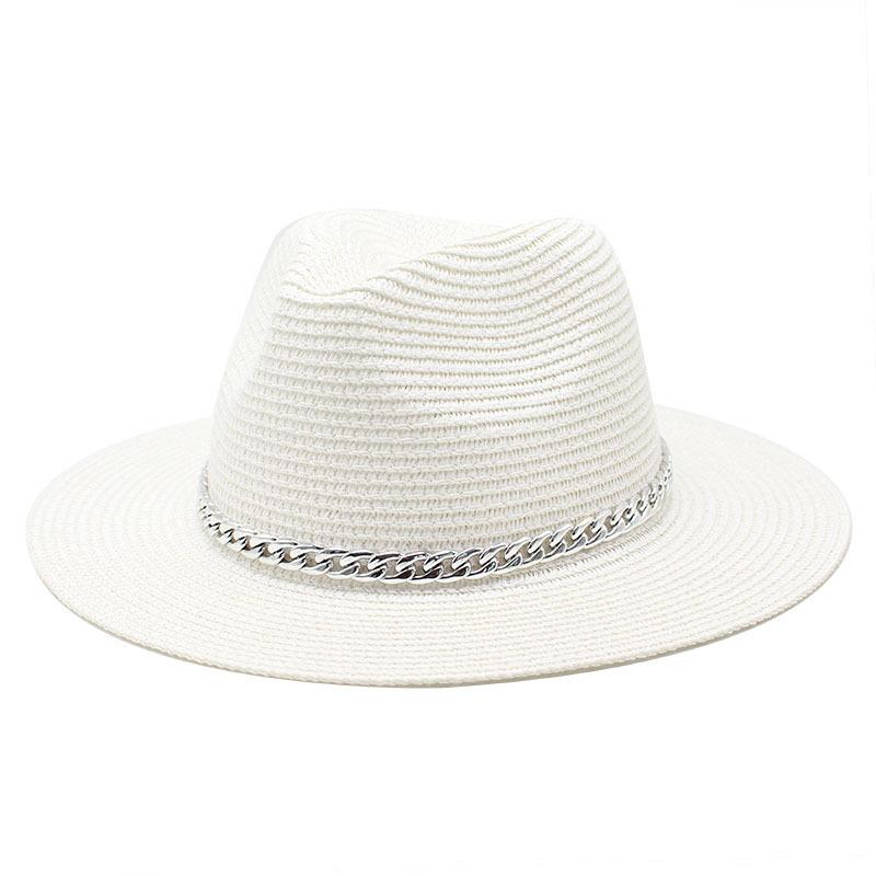 Spring And Summer Sunscreen Outdoor Sunshade Panama Hat Flat-Brimmed Retro Jazz Top Hat Men'S And Women'S Straw Hats