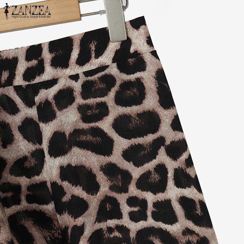 ZANZEA Bluză și pantaloni pentru femei, set de costum din două piese cu imprimeu leopard
