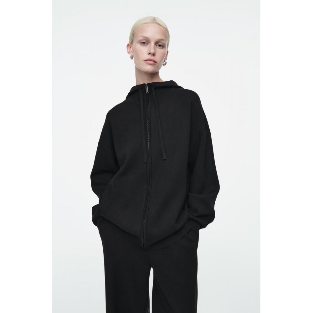 

COS Толстовка с капюшоном на молнии с двойным лицевым плетением в японском стиле