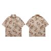Hong Kong style retro oil painting printed shirt short sleeve male and female teenagers summer design sense niche bf lazy style shirt