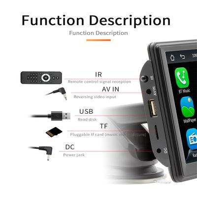 Portable 7" Car Touch Screen Multimedia Player For Wireless CarPlay Android Auto