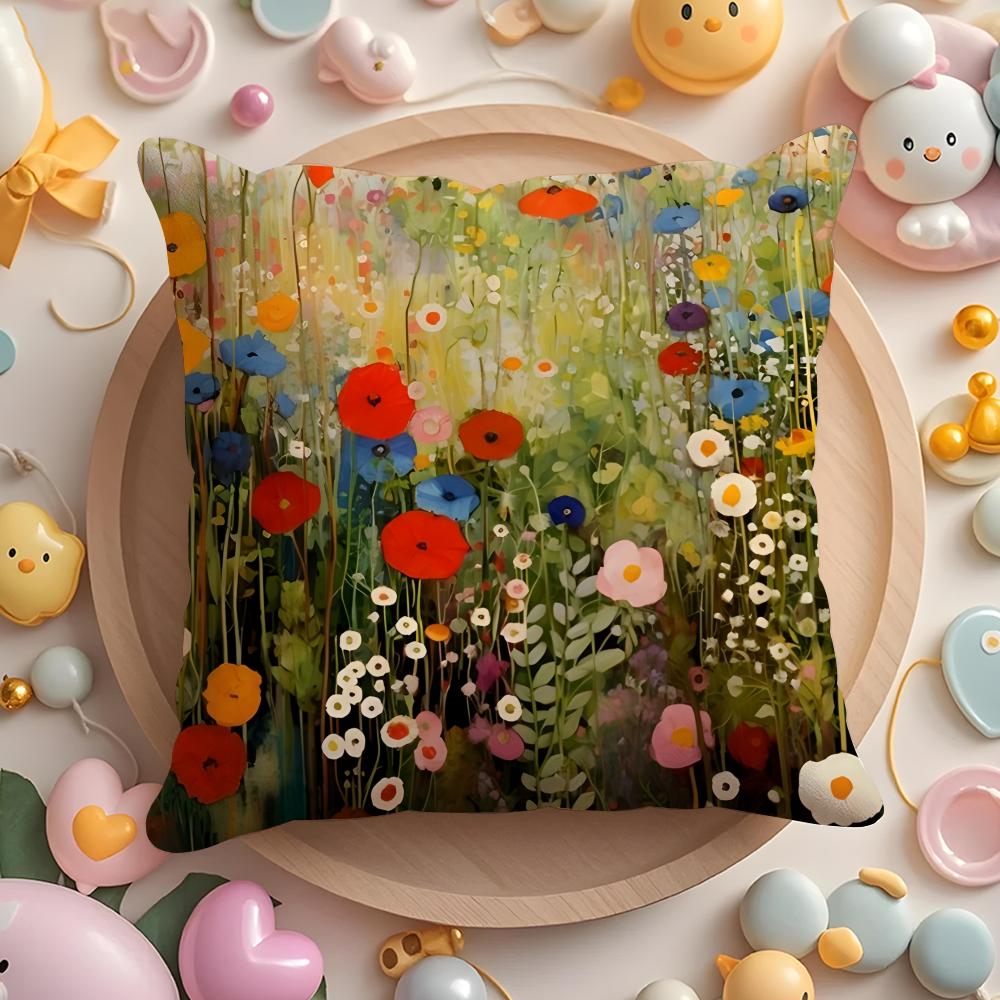 Midsummer Nights Flowers Cushion Cover Short Plush DoubleSided Printing Home Machine Washable in Warm Winter Pillow Cover