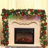 Pre-Lit Christmas Garland with Red Ornaments and Pine Cones, Battery Operated, 9 Feet for Indoor and Outdoor Decoration