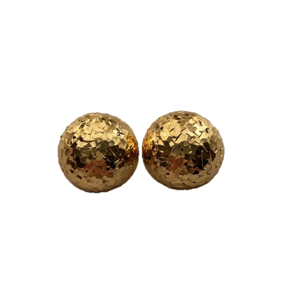 Three-Dimensional Spherical Stud Earrings, Metal Fragments, Texture Earrings, Niche, Cold And Shiny, Light Luxury, High-End And Unique.