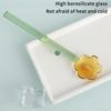 Cucchiaio di Vetro con Manico Lungo Cucchiaio da Dessert in Vetro Trasparente Creativo a Forma di Fiore Colorato Cucchiaio Agitatore per Caffè Bastoncino Bar