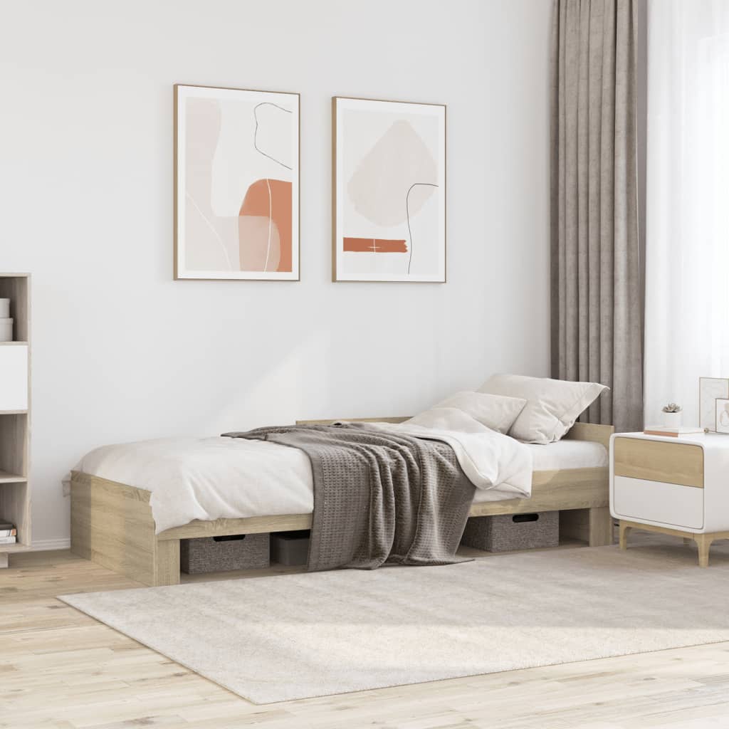 Bed Frame without Mattress Sonoma Oak 90 x 190 cm Engineered Wood