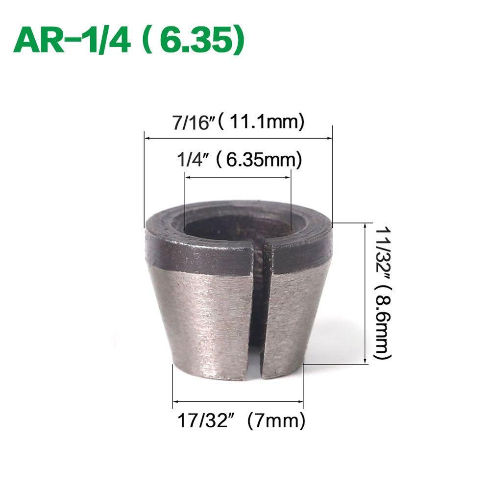 

Woodworking Trimmer Collet Chuck Carving Tool Grinder Clamping Adapter Replacement Router Collets AR-1/4(6.35)