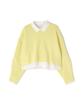 Natural Beauty Basics Cropped Knit Sweater Shirt Women's & Set, Yellow/Off-White