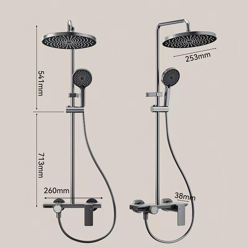 Set Sistema Doccia Grigio Bagno Moderno Set Doccia Bagno Hotel Appartamento Vasca da Bagno Miscelatore Acqua Calda Fredda Soffione Pioggia Rubinetto Set Completo