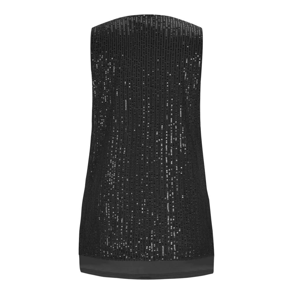Women's Sequin Tank Top - Loose Fit Neck Summer T-Shirt