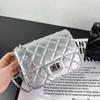 New sheepskin rhombus chain bag silver buckle gold ball square fat leather small square bag single shoulder messenger bag women