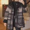 Women's Reversible Plaid Wool Coat - Petite Hooded Cardigan for Autumn/Winter 2025