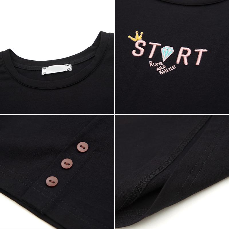 Damski letni bawełniany T-shirt z haftem, o luźnym kroju, plus size, z krótkim rękawem, styl 6313