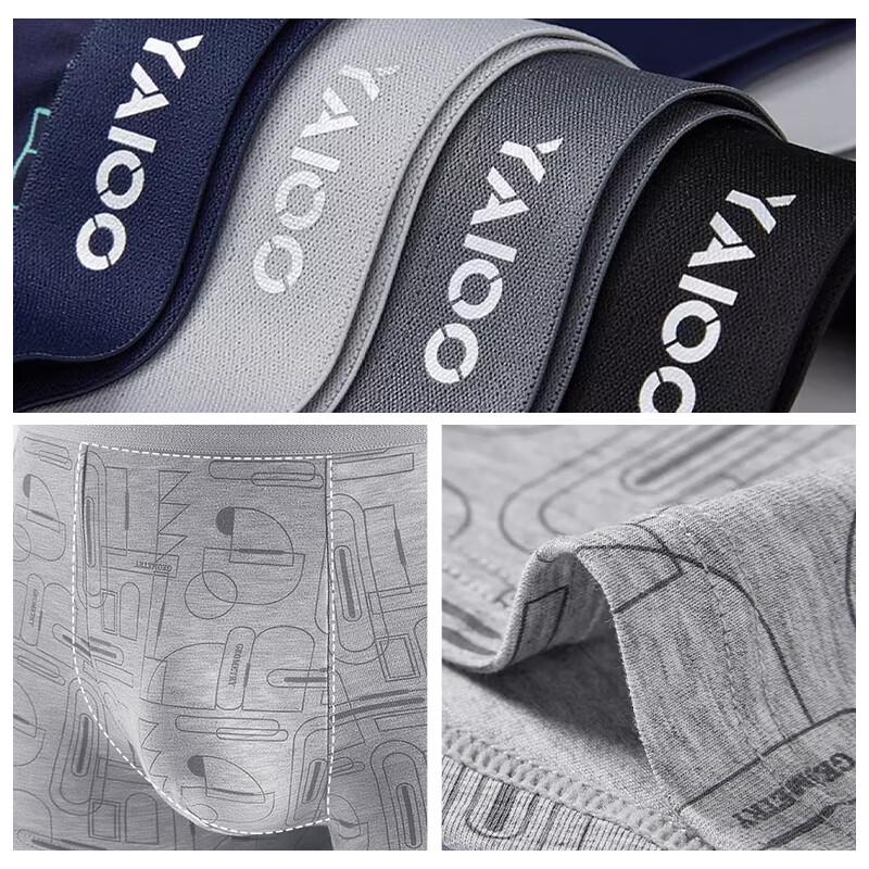 Yalou Men's 10A Antibacterial Quick-Dry Cotton Boxer Briefs (4-Pack)