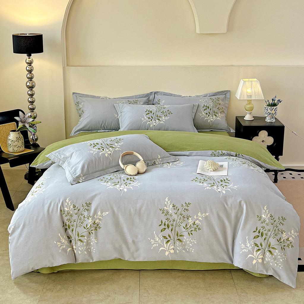 Szczotkowana Czysta Bawełna Antybakteryjna Zimowy Komplet Pościeli - 4-częściowy do Sypialni Głównej