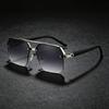 Occhiali da Sole da Uomo Metallici Quadrati Poligonali con Doppio Ponte Retro Oversize Occhiali da Sole alla Moda con Lenti Sfumate UV400 di Tendenza per Donna