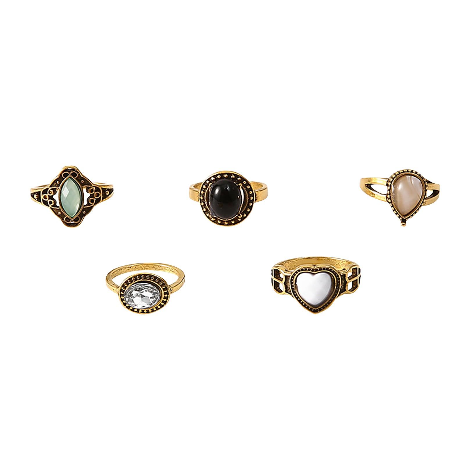 

Женское кольцо Металлическое кольцо Глянцевое кольцо Набор из 5 предметов Металлическое кольцо Праздничный подарок