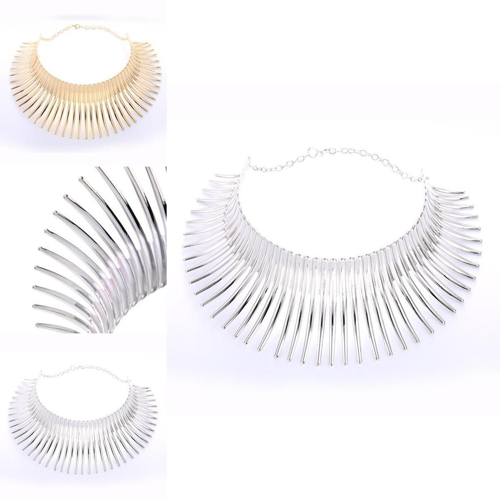 Fashion Solid Color Curved Design Women Metal Necklace Collar For Streetwear And Party Wear
