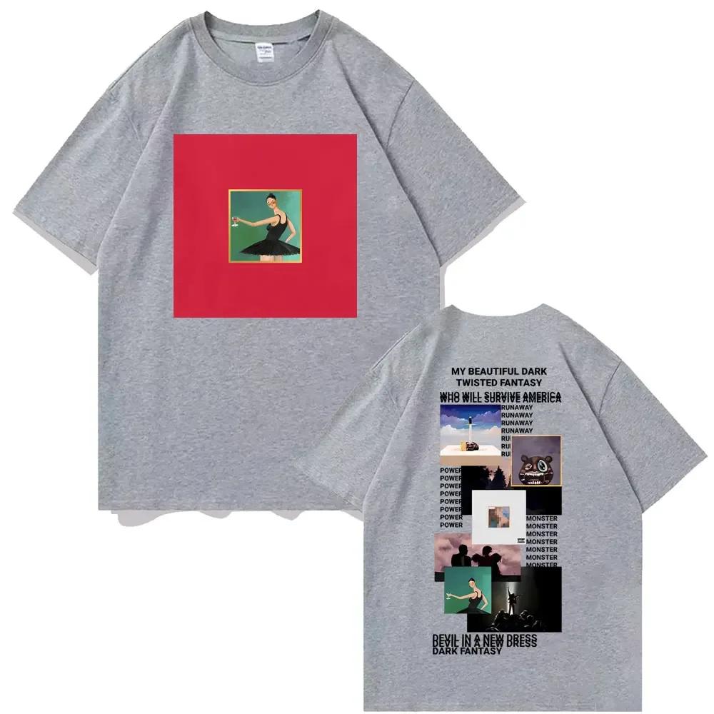 Raper Kanye West Moja Piękna Mroczna Pokręcona Fantazja Koszulka z Okładką Donda The College Dropout Koszulki Unisex Hip Hop Vintage Koszulka