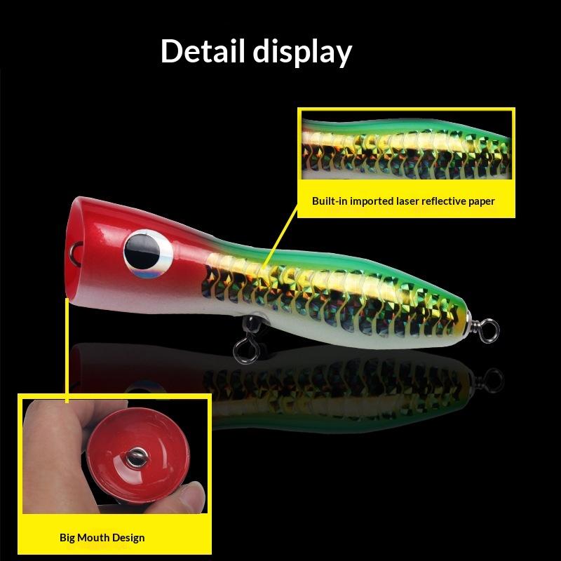 Wooden Popper Lure  Topwater 15cm65g Trolling Jig Lure Artificial Bait Splash Surface Saltwater Freshwater Offshore Boat Fishing