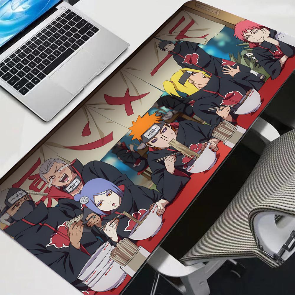 Cooles Schwarz Weiß Anime Mauspads XL Akatsuki Naruto Rutschfeste Tastatur Schreibtischmatte Wasserdicht Mondmuster Laptop Gamer Mauspads
