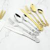 Royal 6/30Pcs Gold Dinnerware Knife Fork Long Ice Spoons Flatware Stainless Steel Cutlery Set Kitchen Silverware Tableware Set