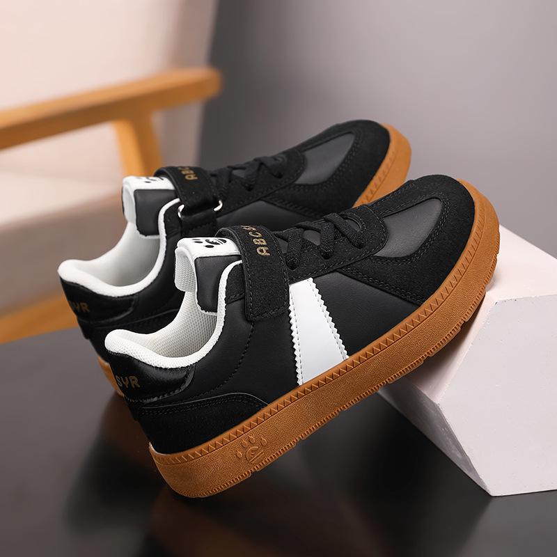 Boys' and Girls' 2026 Casual Wide Toe Leather Sneakers for Spring & Autumn