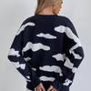 Herbst Lose Gestrickte Pullover Frauen Jumper Cloud Print Langarm Damen Pullover Winter Vintage Rundhals Strickwaren 28473