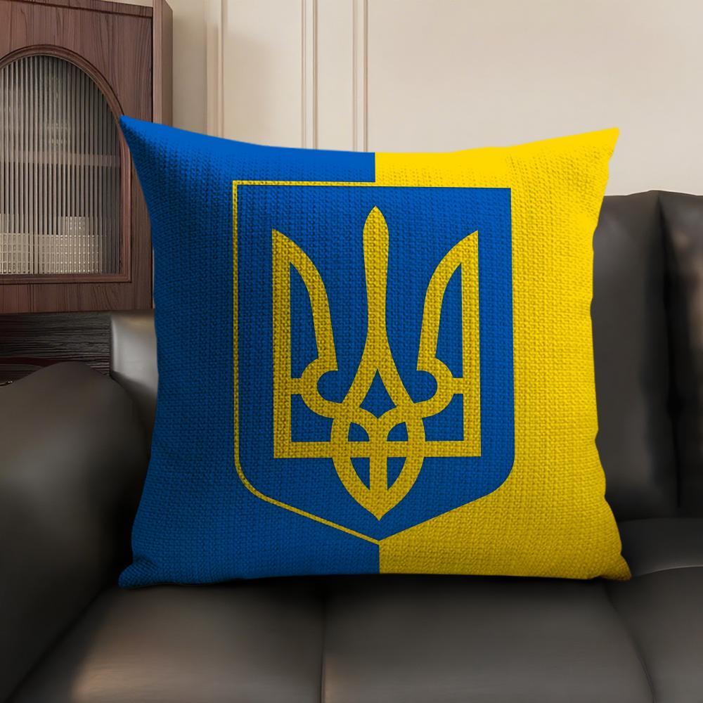 Ukraine Flag Aesthetic Hot Cushion Cover Natural Linen Organic Fabric Double-Sided Printing Sofa Home Decor Gift Pillow Case