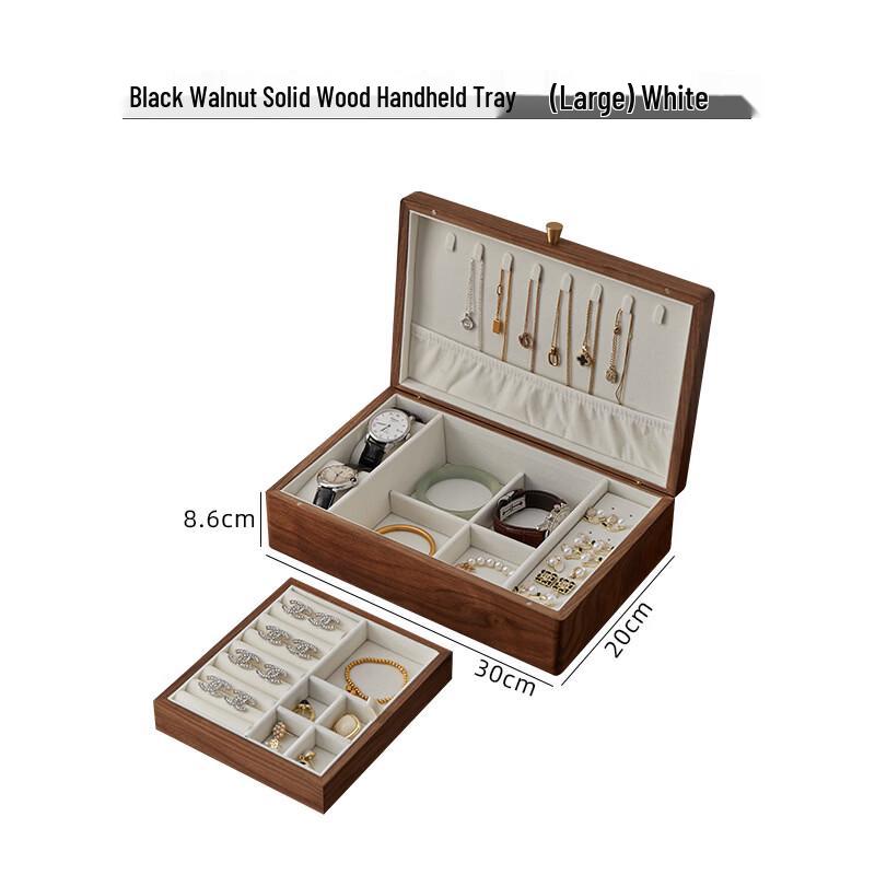 Henton Black Walnut Solid Wood Jewelry Box