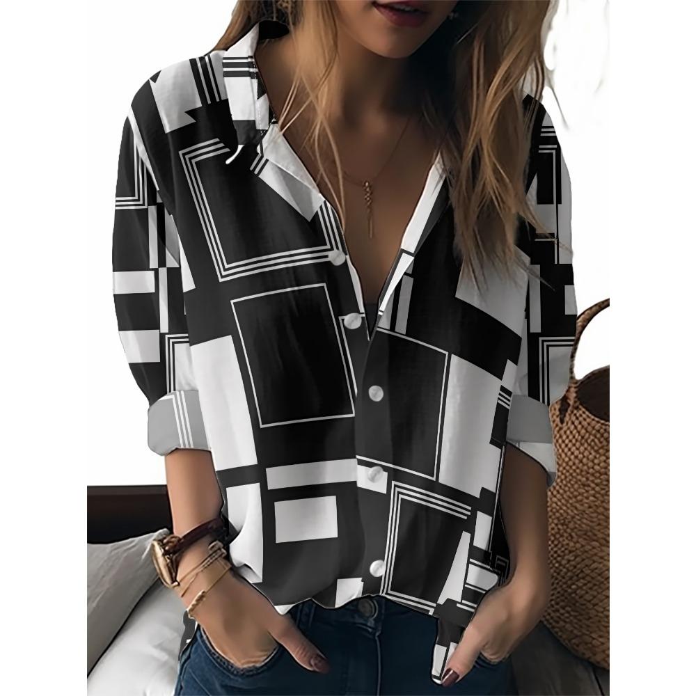Summer Minimalist Shirt with Floral Digital Print Button Up Shirt Top for Women's Hawaiian Beach Vacation Casual Shirt