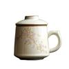 Beige Ru Kiln Blossom Ceramic Tea Cup Tea Separation Office Meeting Water Cup Kung Fu Tea Set Personal Tea Cup