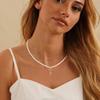 Bow Pendant Necklace with Pearl Zircon Gold Tone Stainless Steel Butterfly Design Trendy Minimalist Daily Life Jewelry for Women