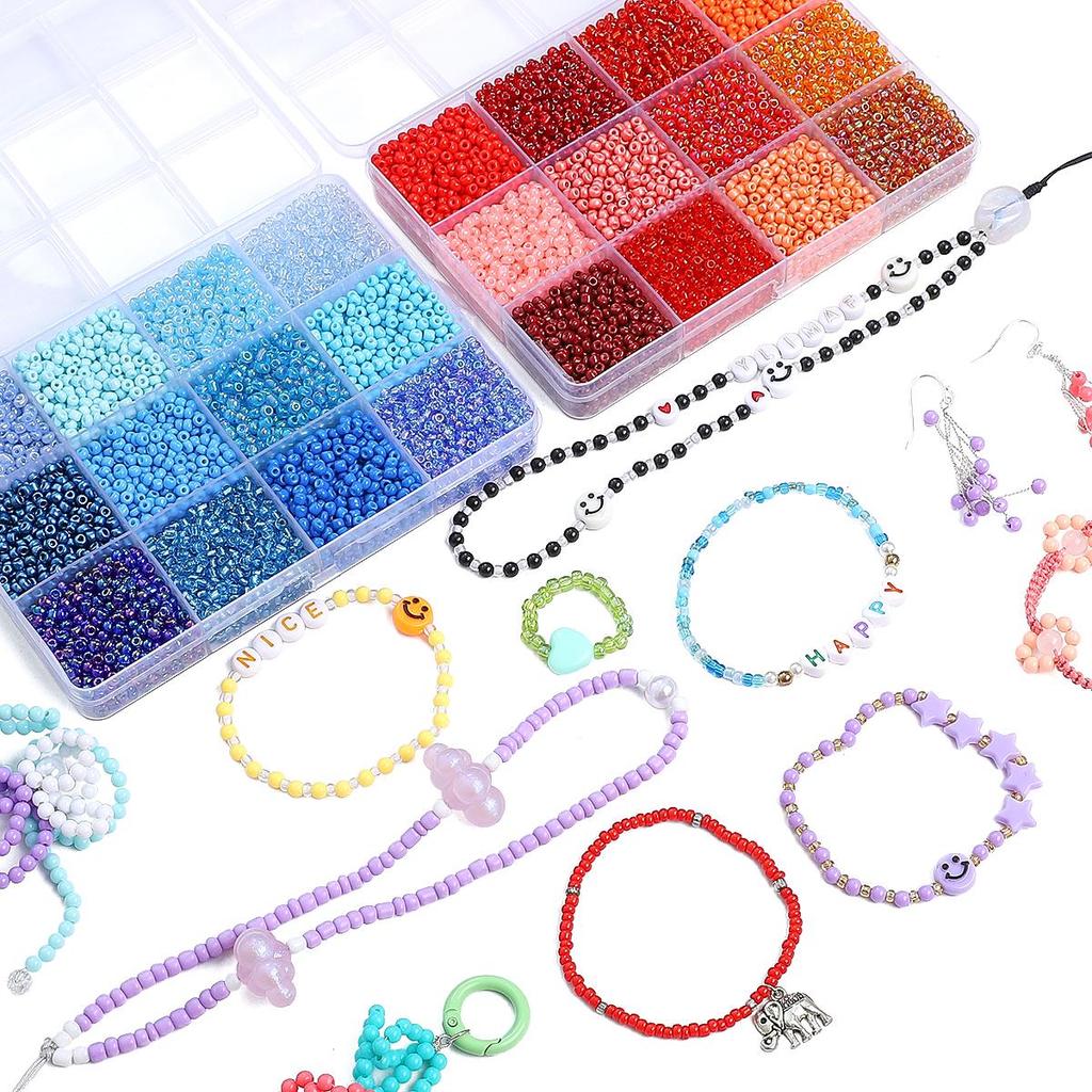 6000 stk/eske Glassfrøperler for DIY Armbånd Halskjede Smykkefremstillingstilbehør