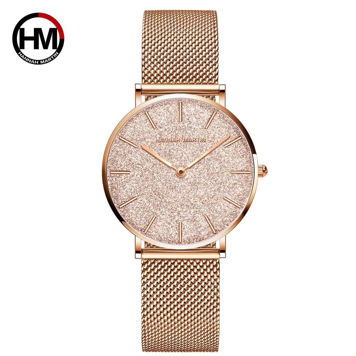 Hochwertiges Edelstahl Japan Quarzwerk Wasserdicht Damen 36mm Voll Rose Gold Damenuhr Dropshipping beige