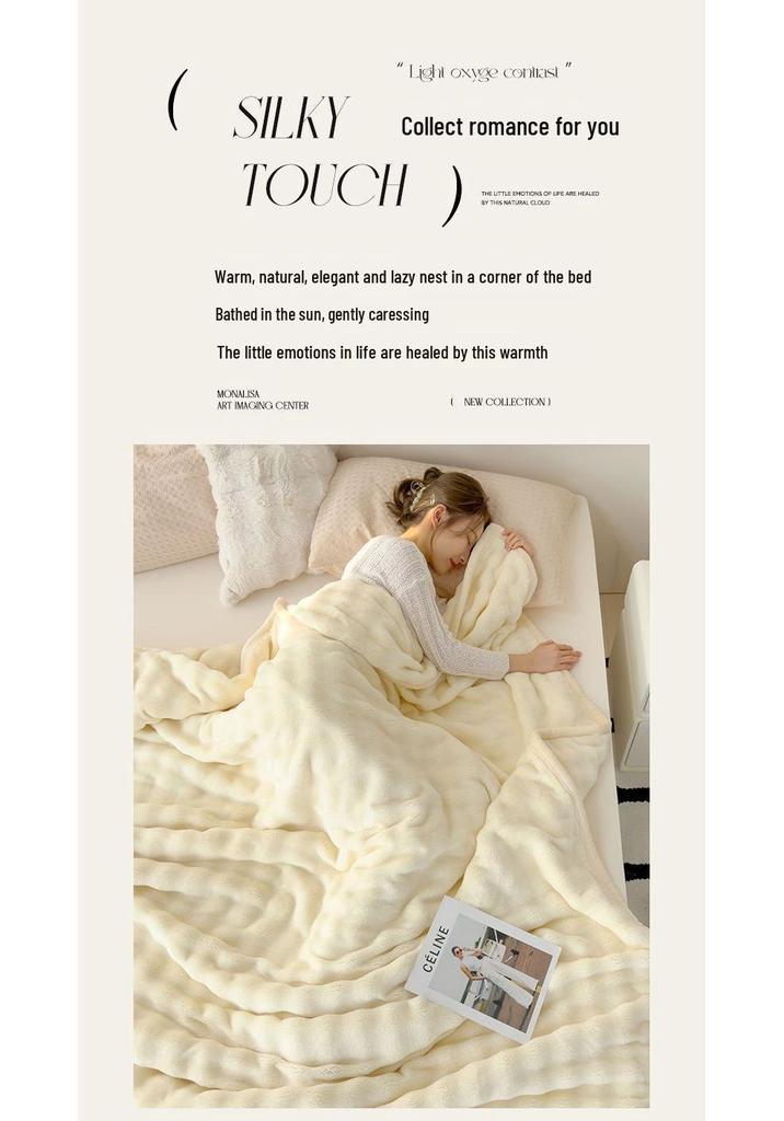 All-Season Coral Fleece Blanket for Office Naps and Sofa