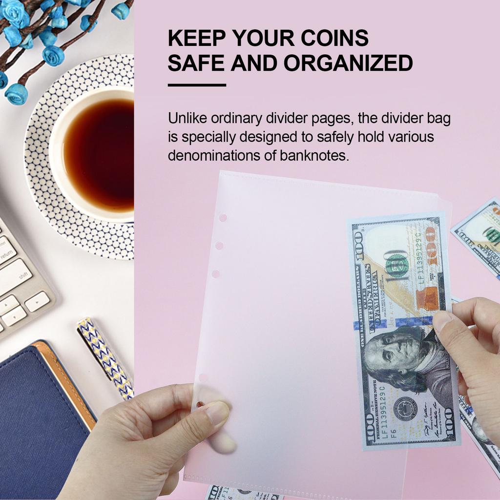 A5 A6 A7 5Pcs Binder Pockets Binder Zipper Folders for 6 Ring Notebook Divider Page Waterproof PVC Leaf Document Filing Bag