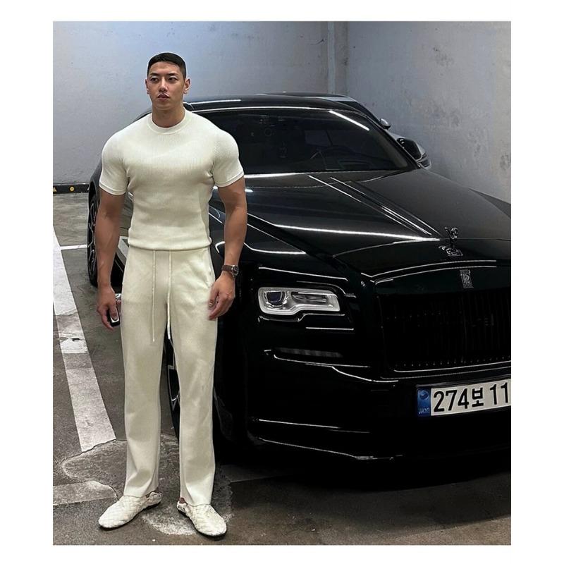 Men S Waffle Knit Short Sleeve Fitted Casual T Shirt