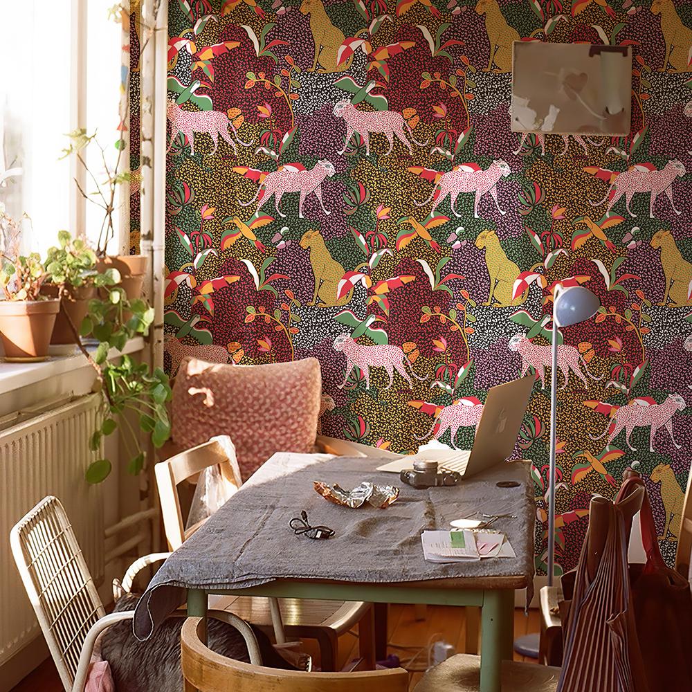 

Watercolor Leopard And Tiger Wallpaper Retro Colorful Peel And Stick PVC Home Decor Vintage Furniture Vinyl Cabinet Sticker 44cmx300cm