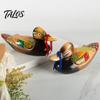 Warm Romantic Room Accent 1 Pair Wedding Ducks Ornament, Hand-Painted Wooden Mandarin Duck Statues, Color Lasting Vivid Statue Garden Bird Statue,