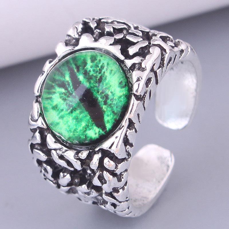 Anelli Occhio di Drago Malvagio Creativi alla Moda per Personalità Maschile Punk Colori Anello Gioielli Accessori Bar Night Club da Uomo Regali
