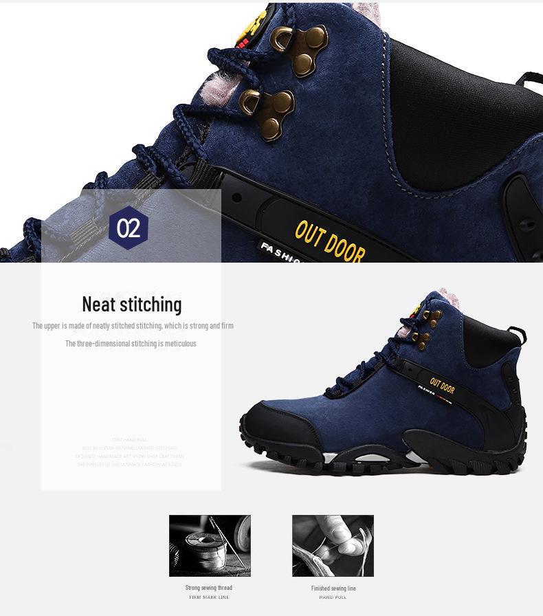 Men's Large Winter High-Top Hiking Boots - Warm, Wear-Resistant, Anti-Slip, Plus Velvet